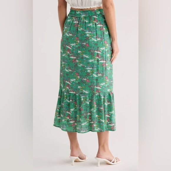 Nanette Lepore Printed Flounce Midi Skirt Size Large NWT - Picture 6 of 9